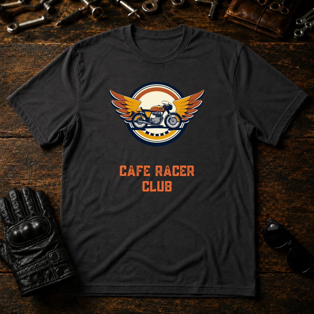 Cafe Racer Emblem T-Shirt - mockup 3 charcoal