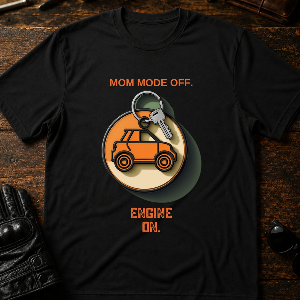 Mom Mode Off Engine On Motorcycle Mom T-Shirt, black