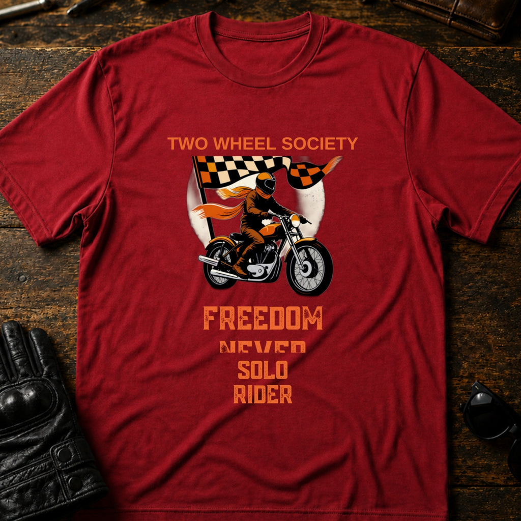 Solo Rider Badge T-Shirt - mockup 7 cardinal red