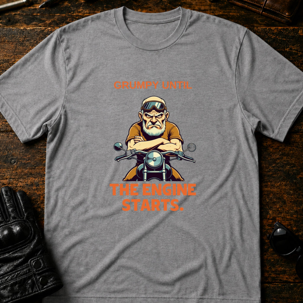 Grumpy Until The Engine Starts Dad Biker T-Shirt - mockup 4 sport gray