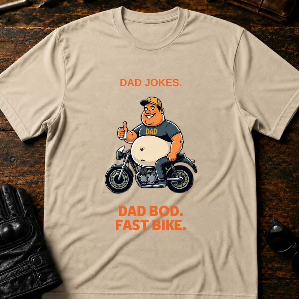 Dad Jokes Dad Bod Fast Bike T-Shirt - mockup 6 sand