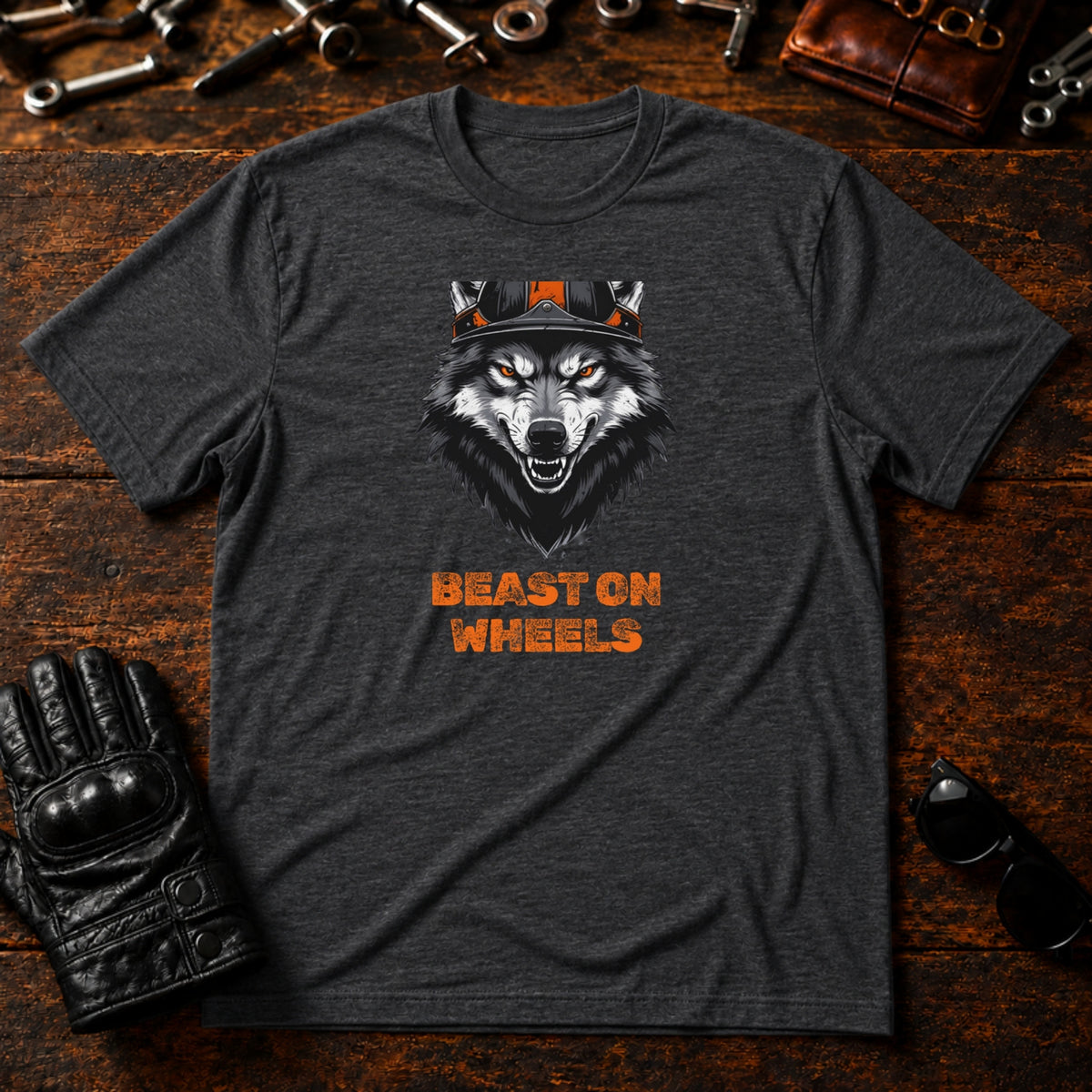 Wild Animal Rider T-Shirt - mockup 8 dark heather