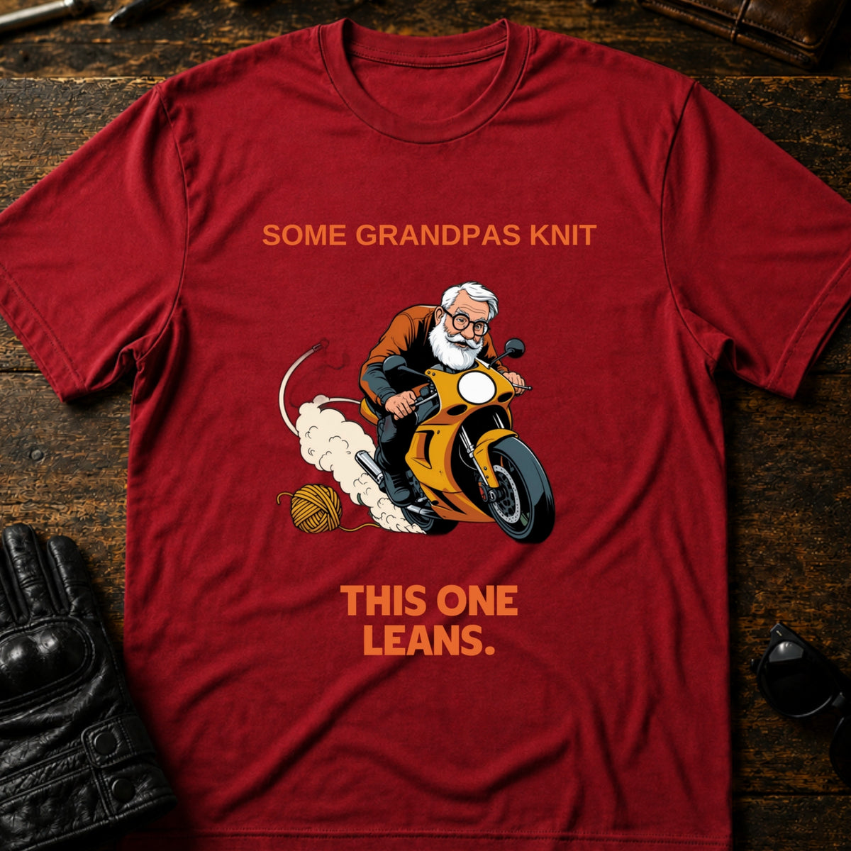 Some Grandpas Knit This One Leans T-Shirt, cardinal red