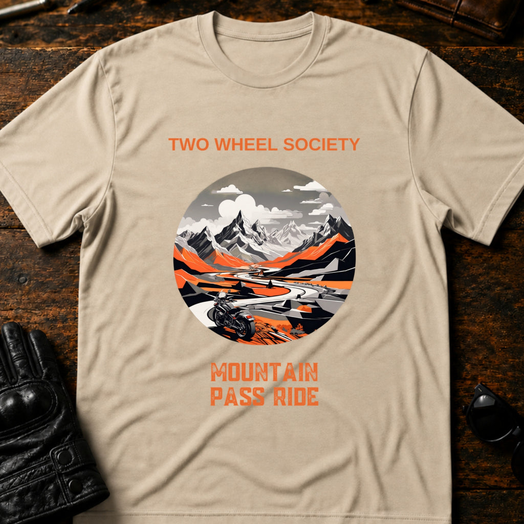 Mountain Pass Ride T-Shirt - mockup 6 sand