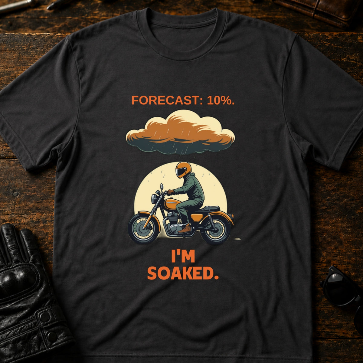 Forecast Said 10 Percent Im Soaked Biker T-Shirt, charcoal