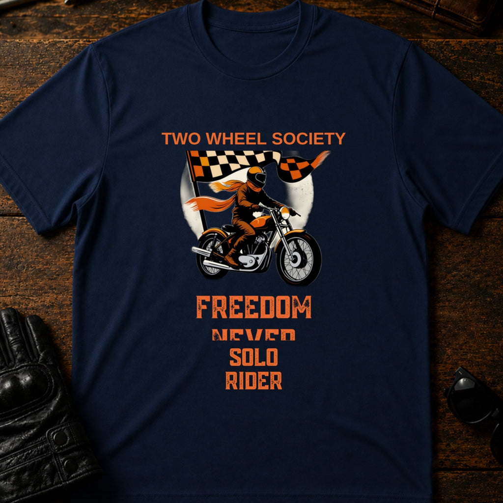 Solo Rider Badge T-Shirt - mockup 5 navy