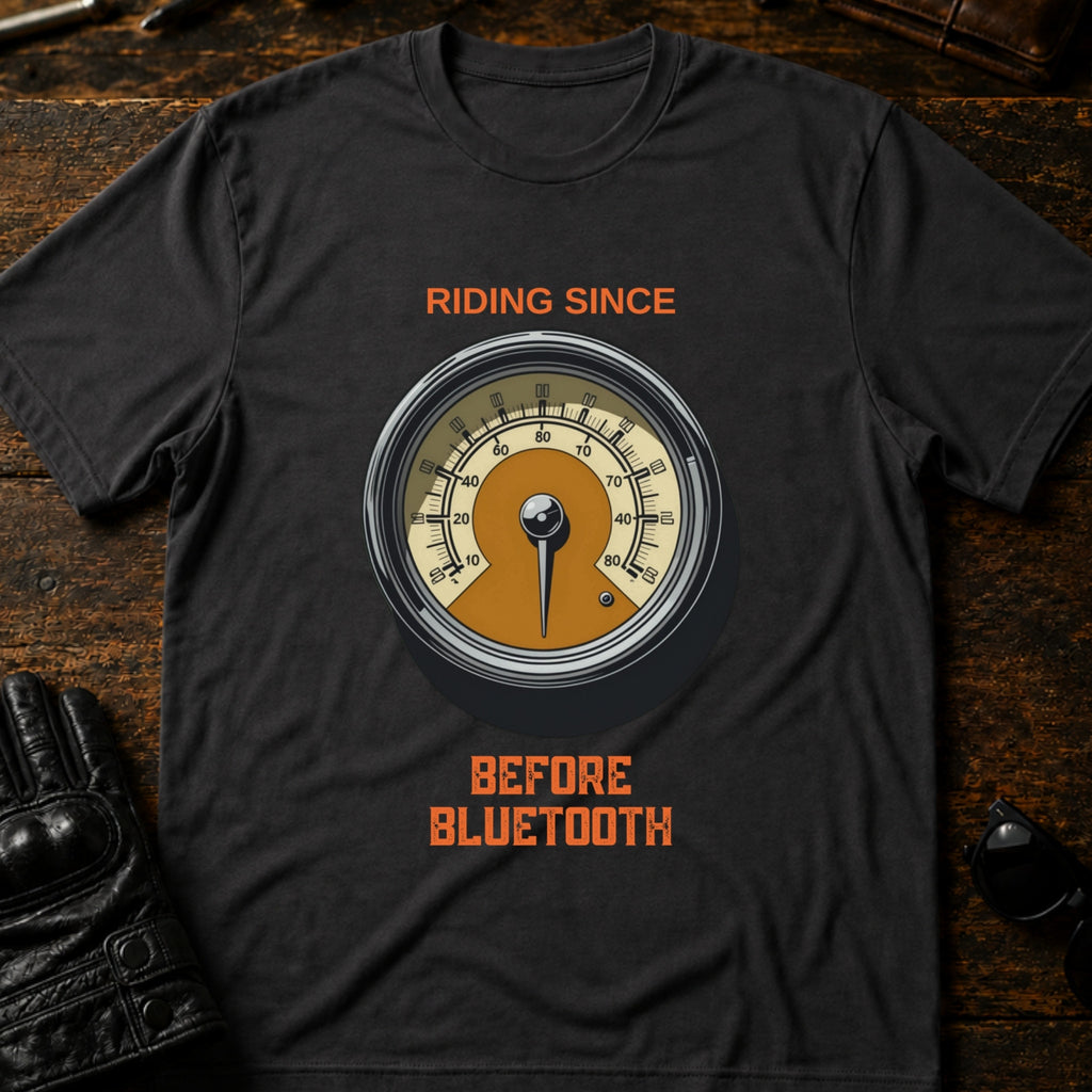 Riding Since Before Bluetooth Vintage Biker T-Shirt - mockup 3 charcoal