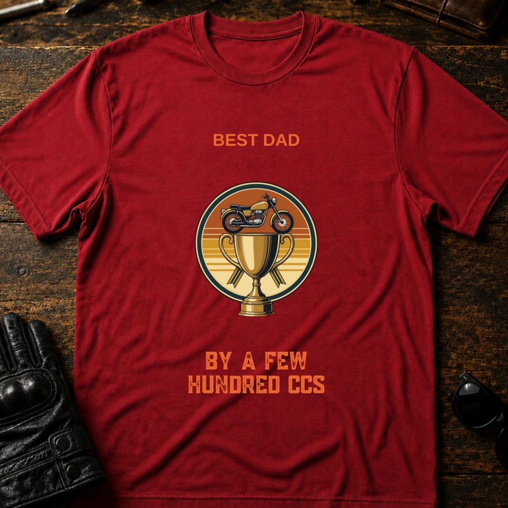 Best Dad By A Few Hundred CCs Motorcycle Dad T-Shirt - mockup 7 cardinal red