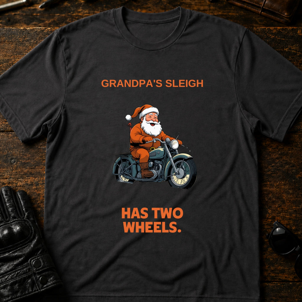 Grandpas Sleigh Has Two Wheels Christmas Biker T-Shirt - mockup 3 charcoal