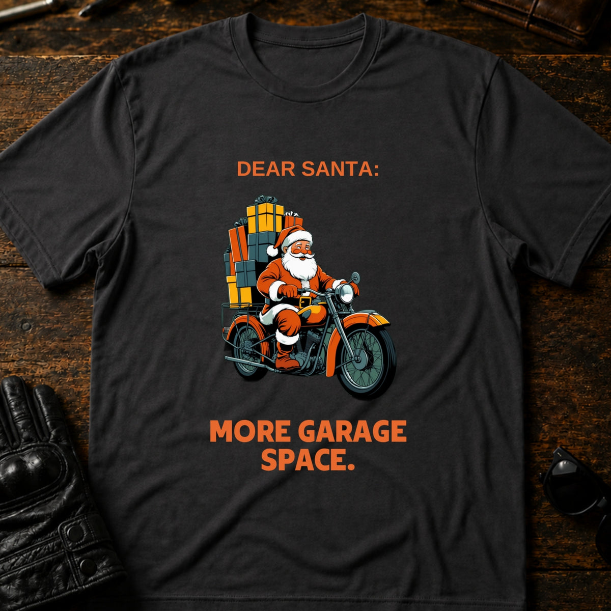 Dear Santa More Garage Space T-Shirt, charcoal