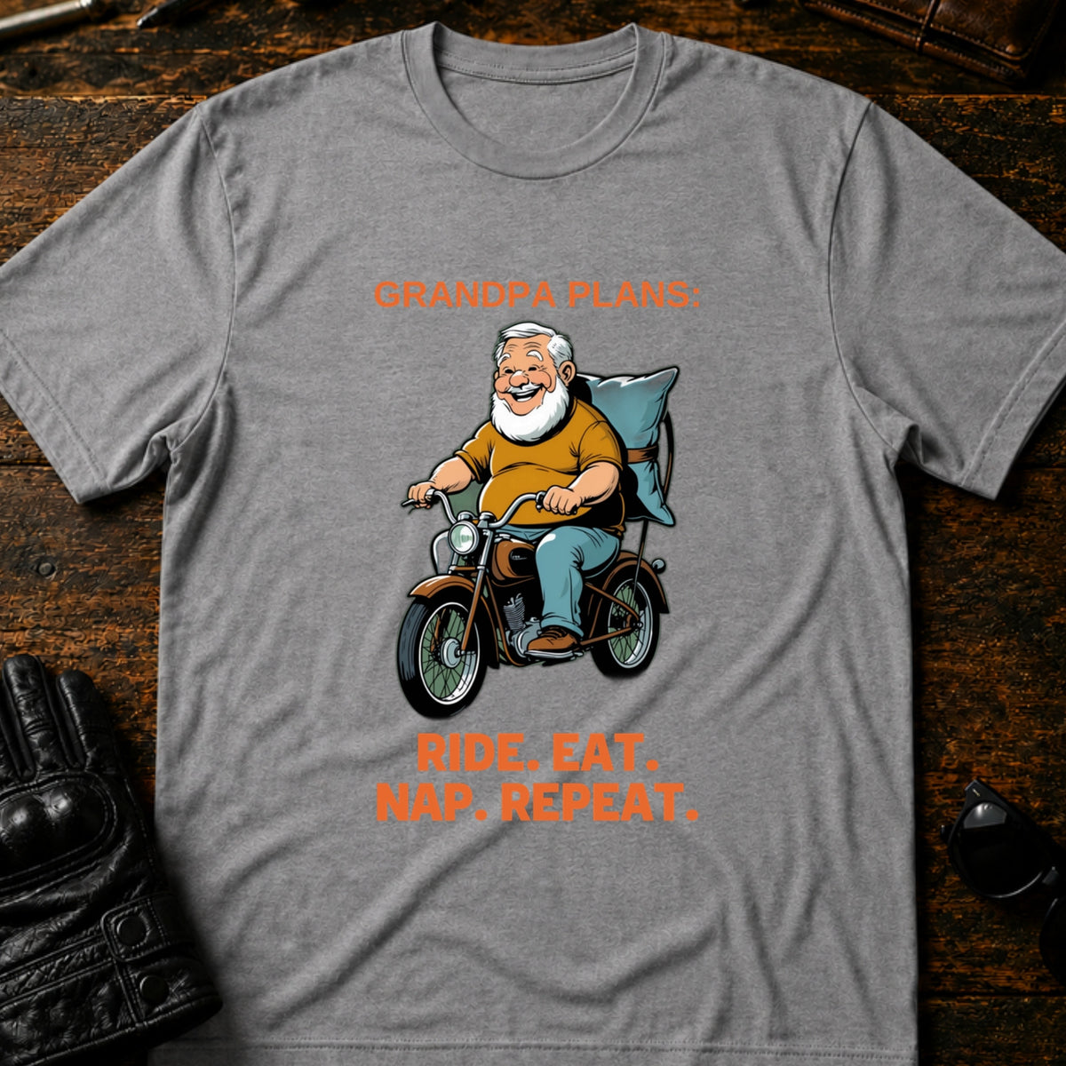 Grandpa Ride Then Nap Biker Grandpa T-Shirt, sport gray