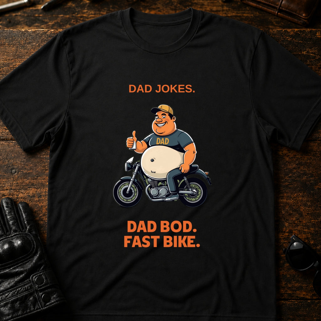 Dad Jokes Dad Bod Fast Bike T-Shirt - mockup 1 black