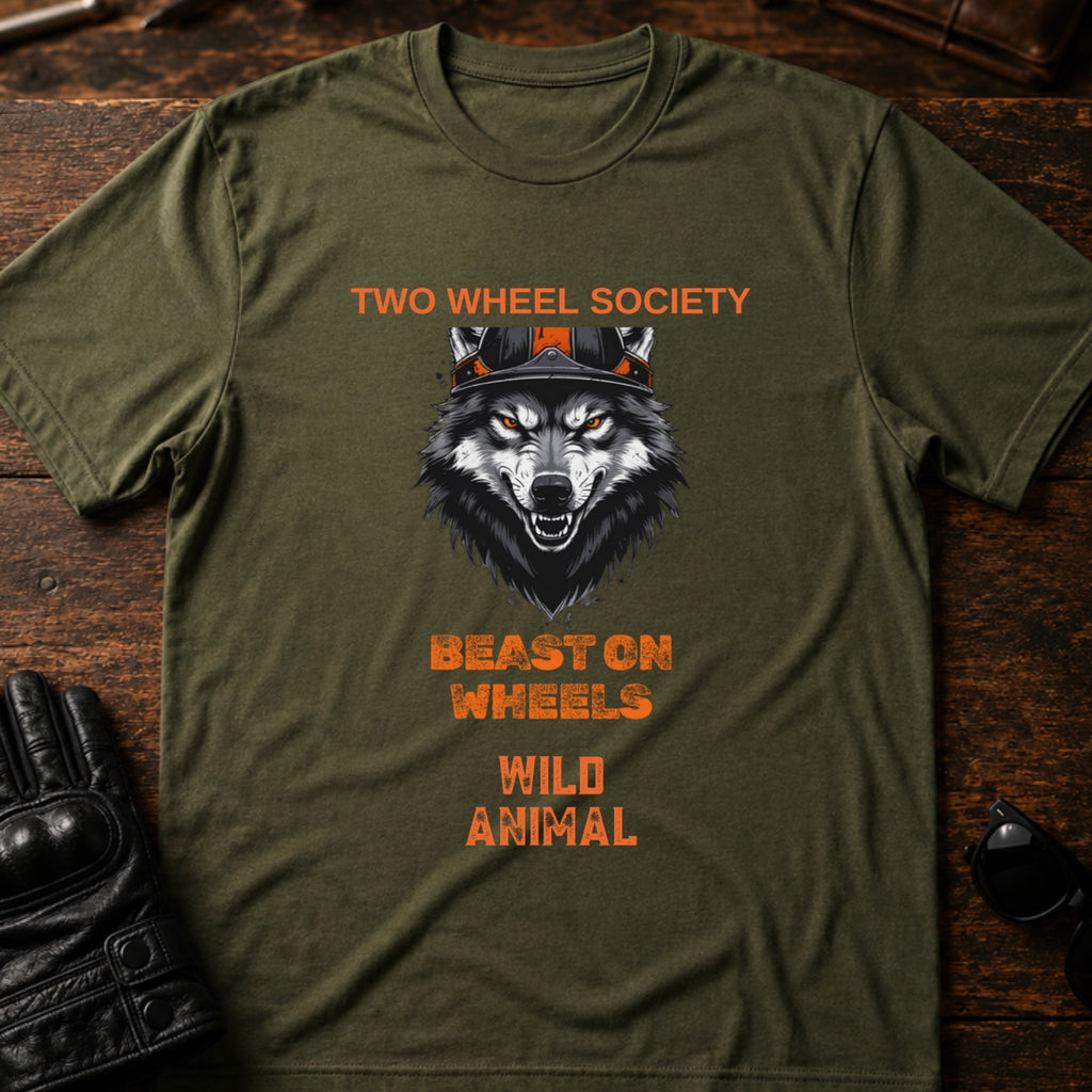 Wild Animal Rider T-Shirt - mockup 2 military green
