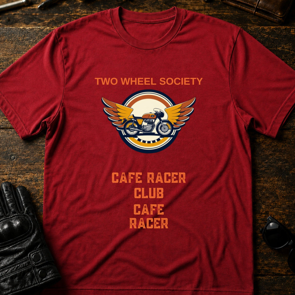 Cafe Racer Emblem T-Shirt, cardinal red