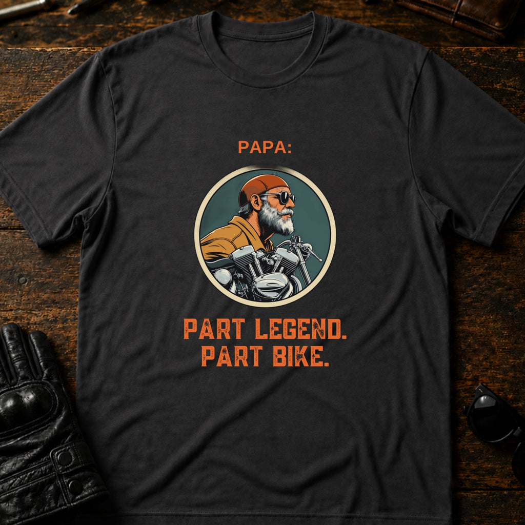 Papa Part Legend Part Motorcycle Grandpa Biker T-Shirt - mockup 3 charcoal