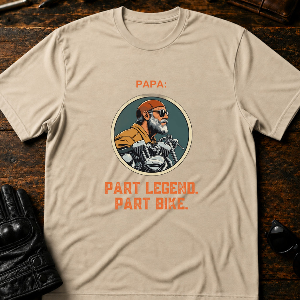 Papa Part Legend Part Motorcycle Grandpa Biker T-Shirt - mockup 6 sand