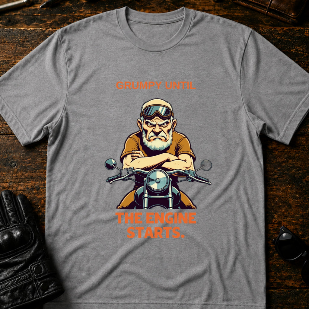 Grumpy Until The Engine Starts Dad Biker T-Shirt - mockup 4 sport gray