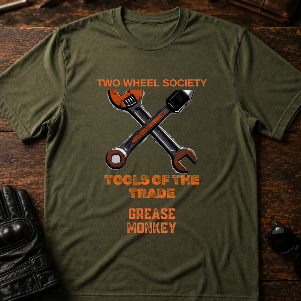 Grease Monkey Wrench T-Shirt - mockup 2 military green