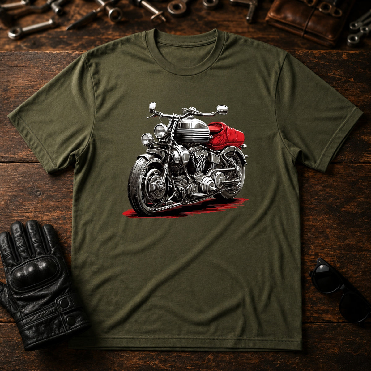 Garage Culture Vintage T-Shirt - mockup 2 military green