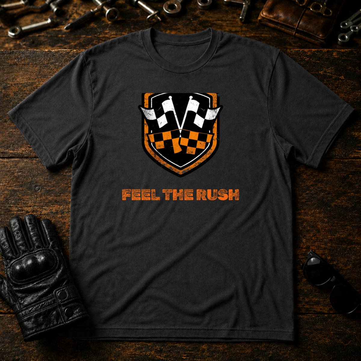 Speedway Spirit Badge T-Shirt - mockup 3 charcoal