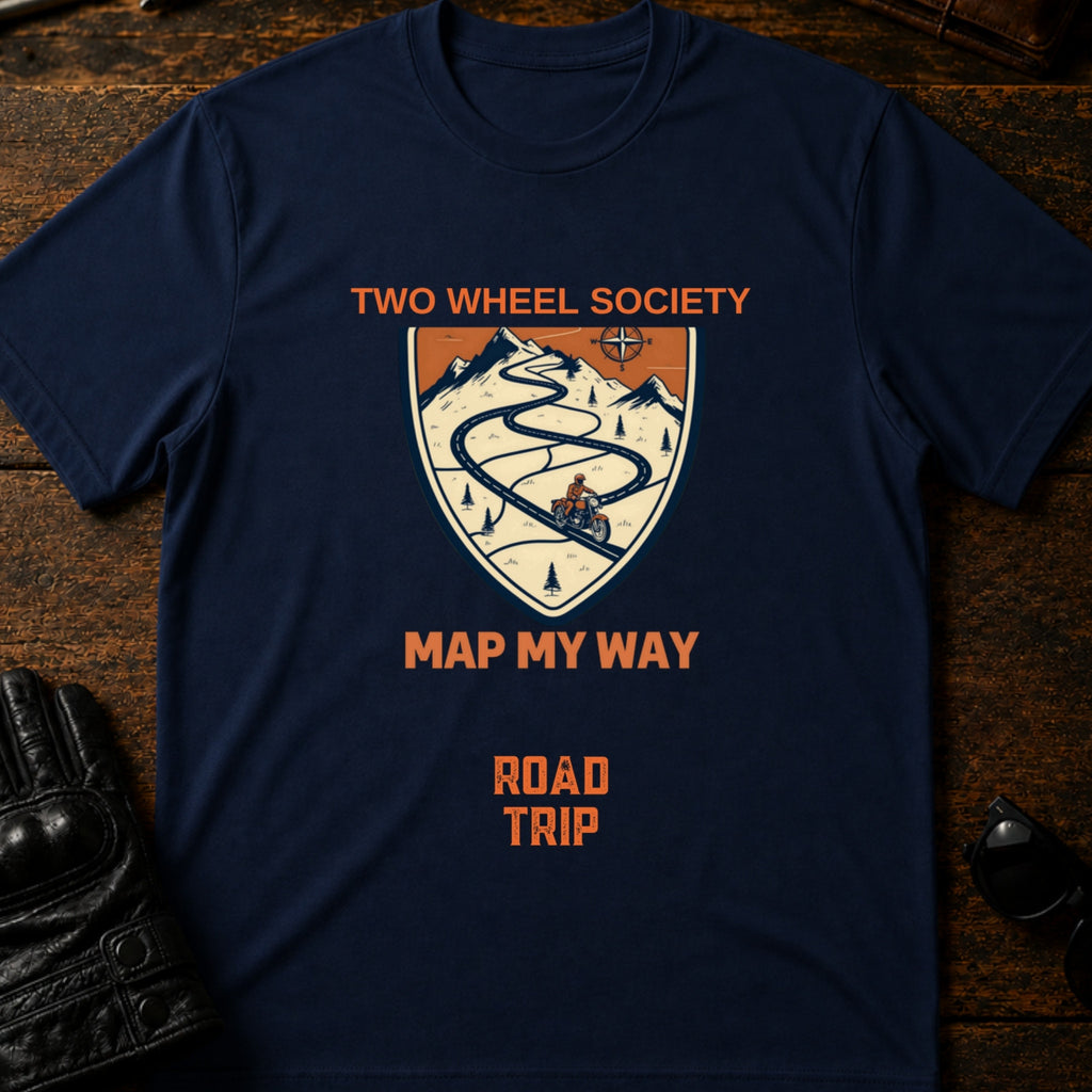 Road Trip Map Art T-Shirt - mockup 5 navy