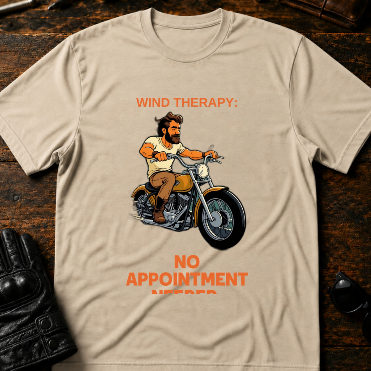 Wind Therapy No Appointment Needed Biker T-Shirt, sand