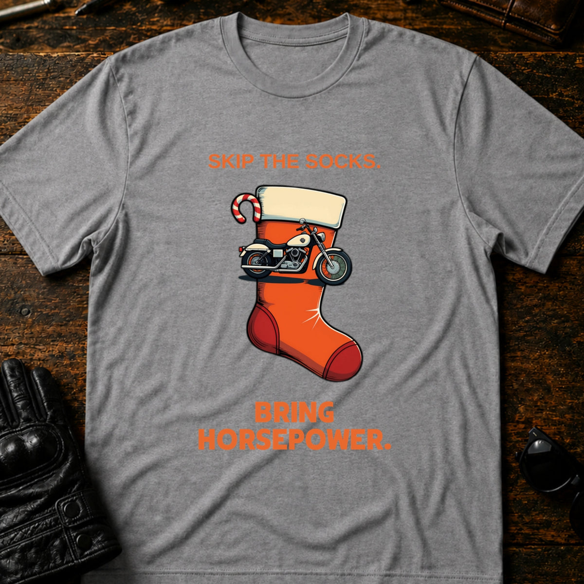 Santa Skip The Socks Bring Horsepower T-Shirt, sport gray