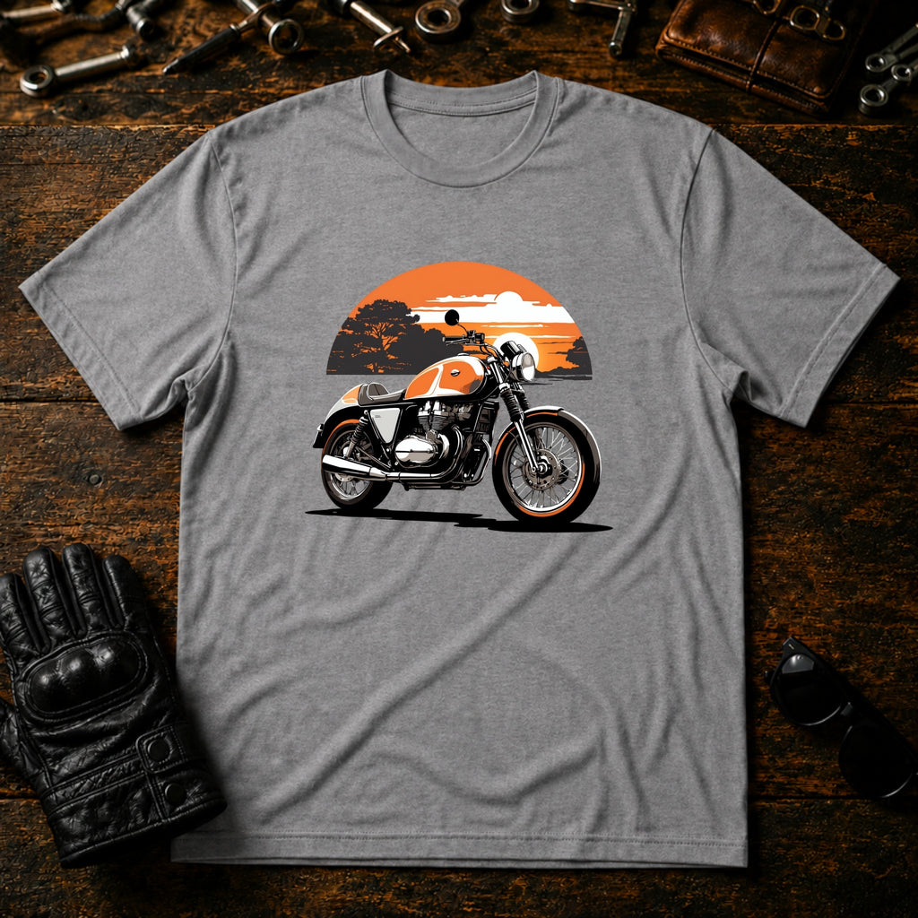 Dawn Chaser Motorcycle T-Shirt - mockup 4 sport gray