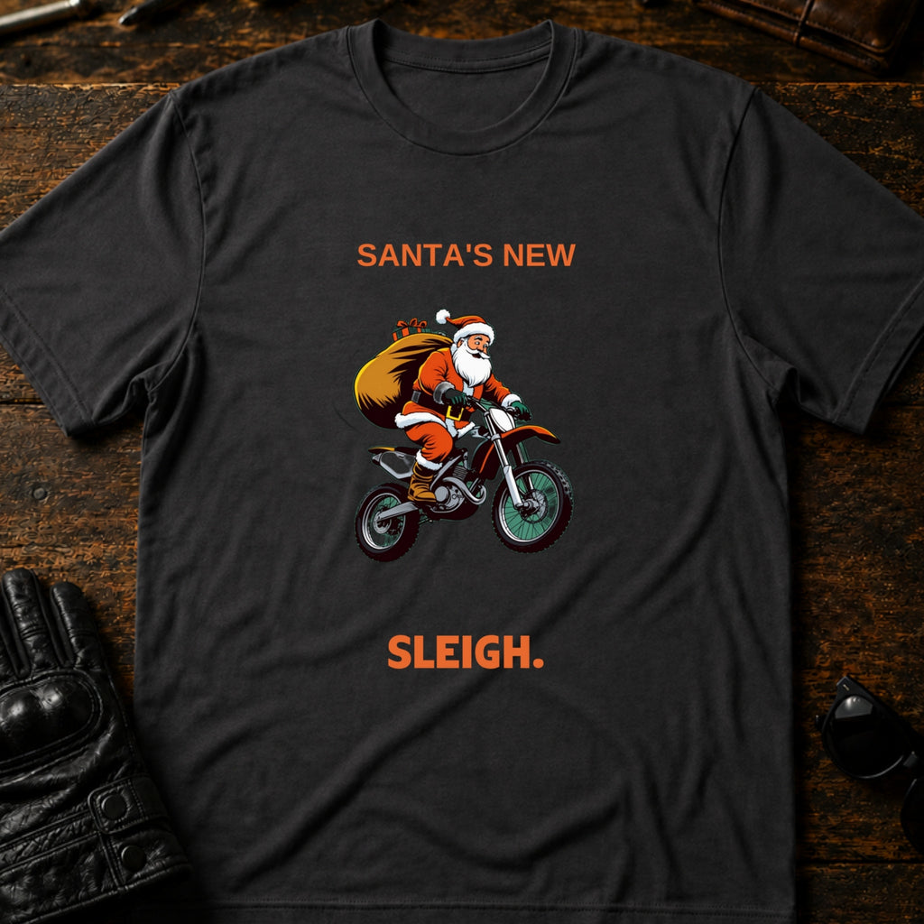Santa Motocross Christmas Dirt Bike T-Shirt - mockup 3 charcoal