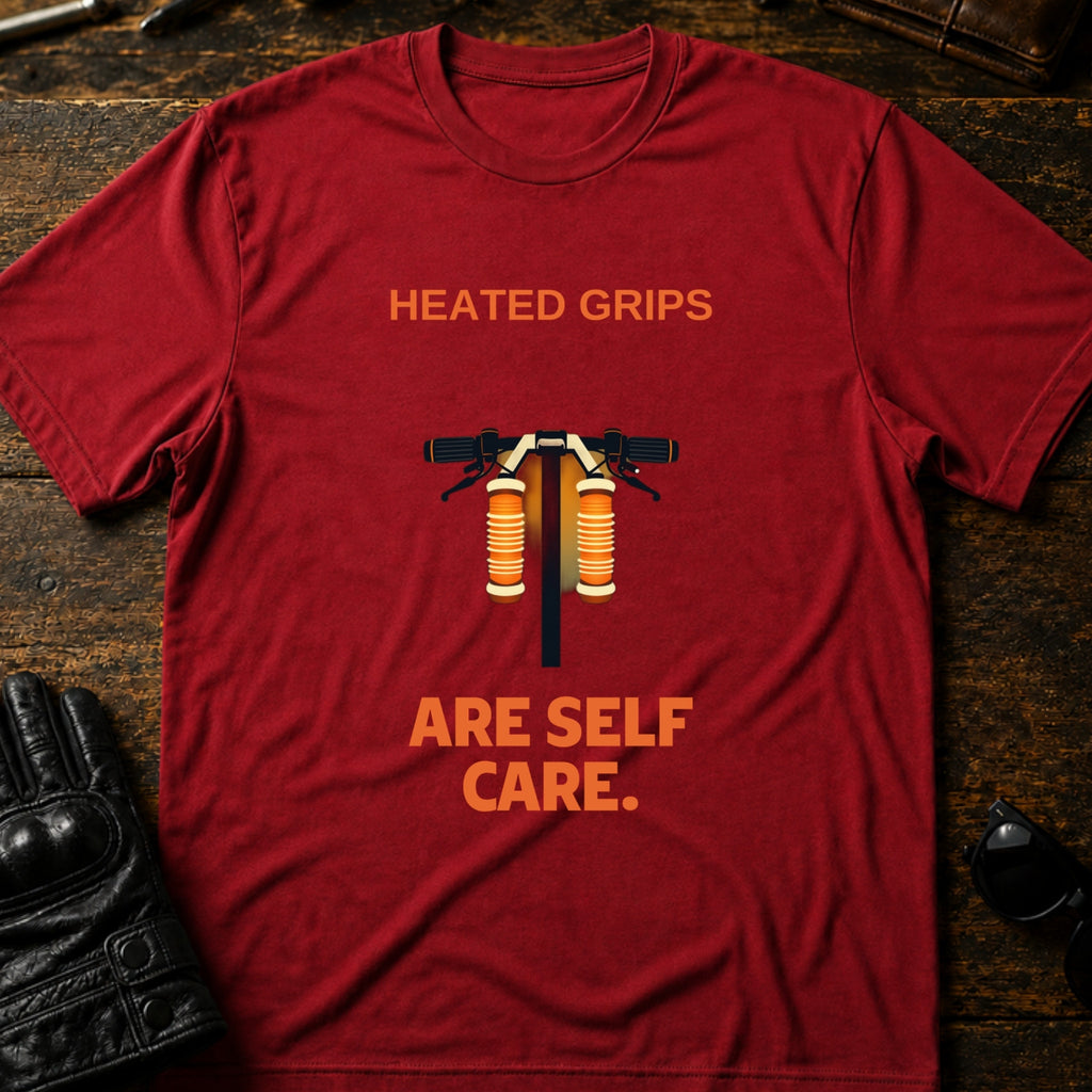 Heated Grips Are Self Care Winter Motorcycle T-Shirt - mockup 7 cardinal red