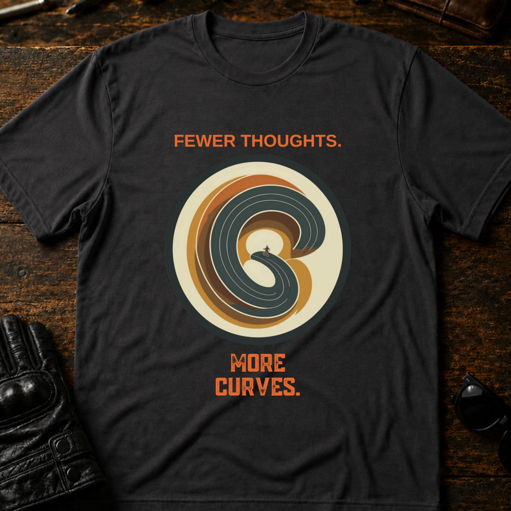 Fewer Thoughts More Curves Motorcycle T-Shirt - mockup 3 charcoal