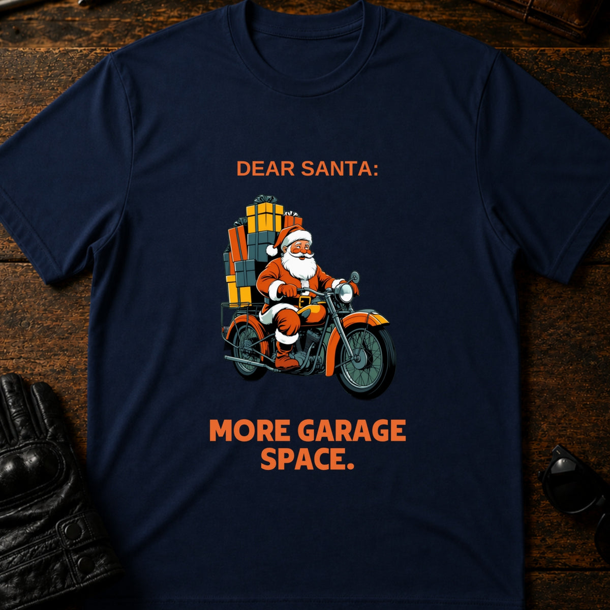 Dear Santa More Garage Space T-Shirt, navy