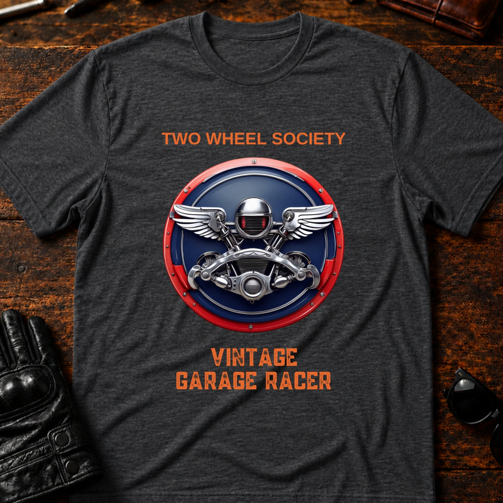 Vintage Garage Racer T-Shirt - mockup 8 dark heather