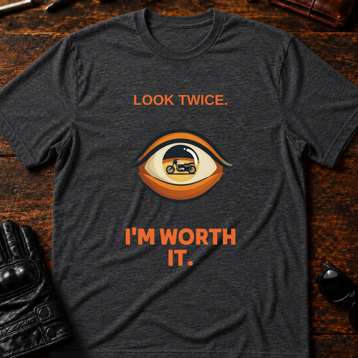 Look Twice Im Worth It Motorcycle Awareness T-Shirt, dark heather