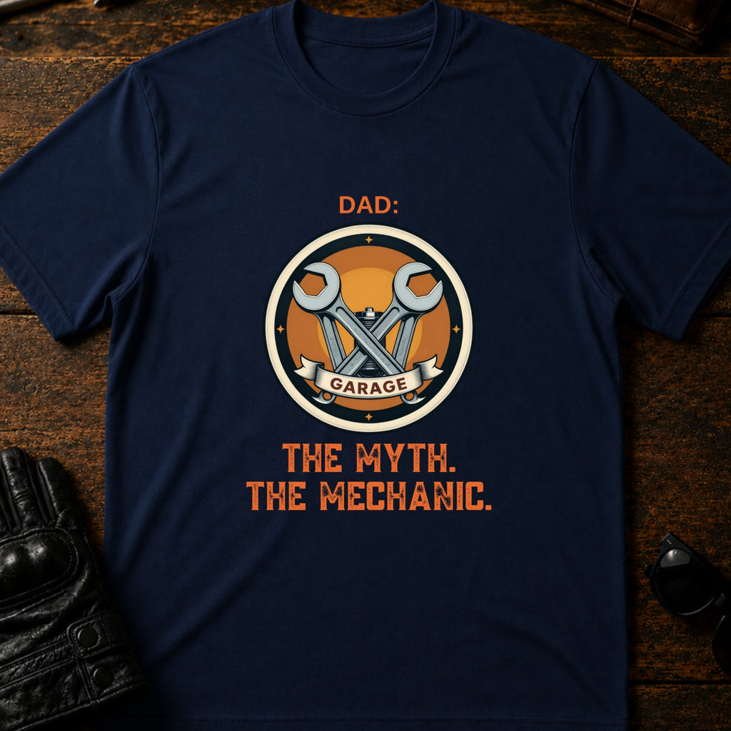 Dad The Man The Myth The Mechanic Motorcycle T-Shirt - mockup 5 navy