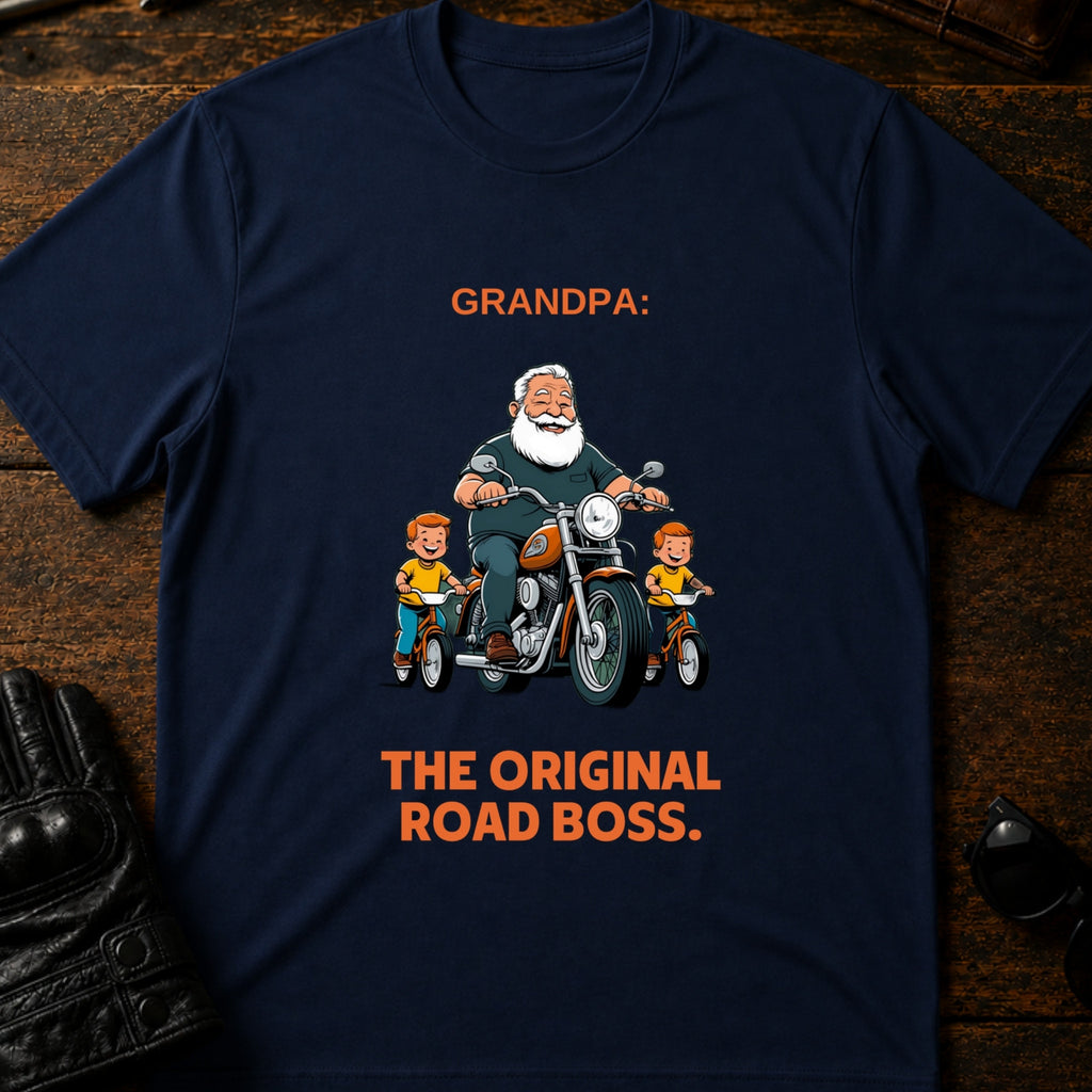 Grandpa The Original Road Boss T-Shirt - mockup 5 navy