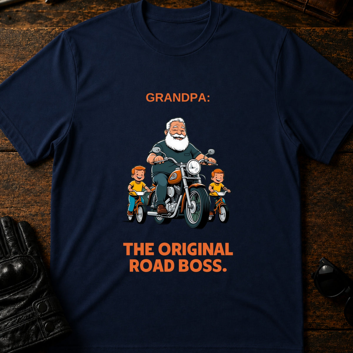 Grandpa The Original Road Boss T-Shirt, navy