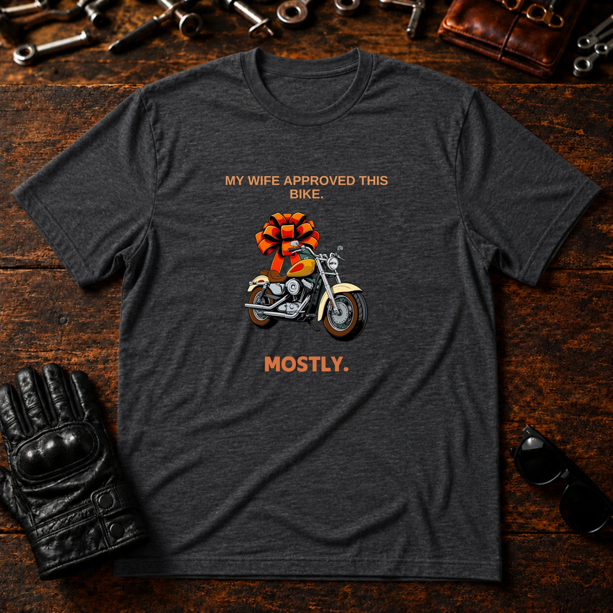 My Wife Approved This Bike T-Shirt - mockup 8 dark heather