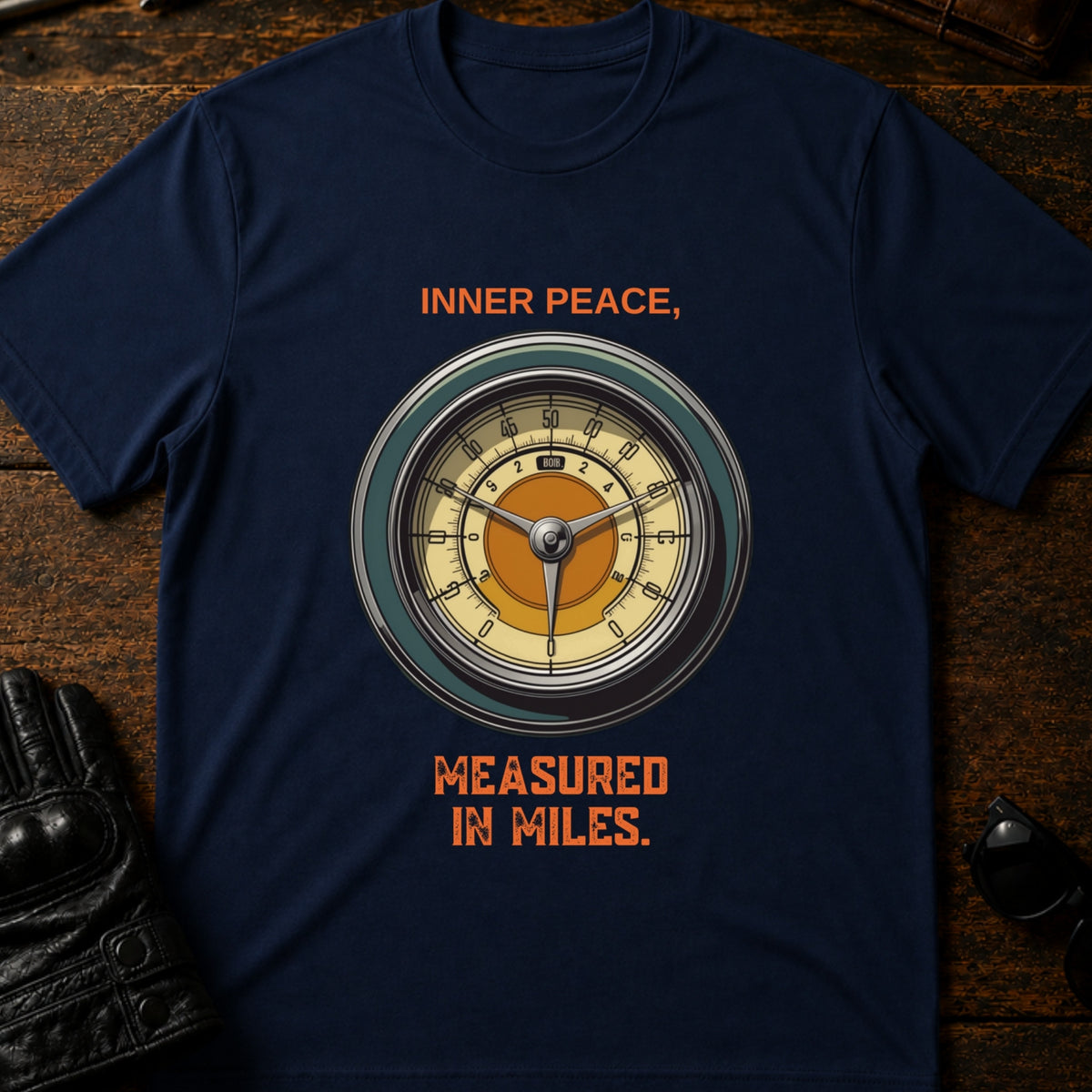 Inner Peace Measured In Miles Motorcycle T-Shirt, navy