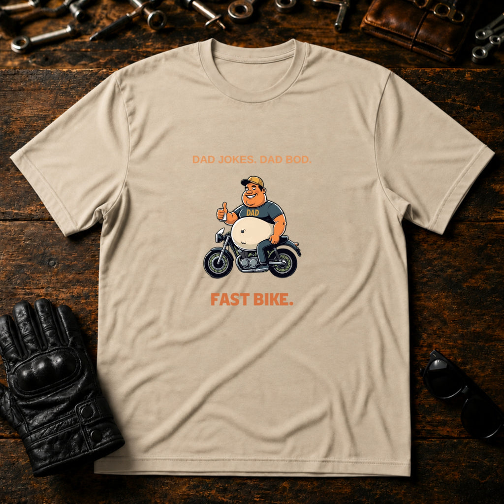 Dad Jokes Dad Bod Fast Bike T-Shirt - mockup 6 sand