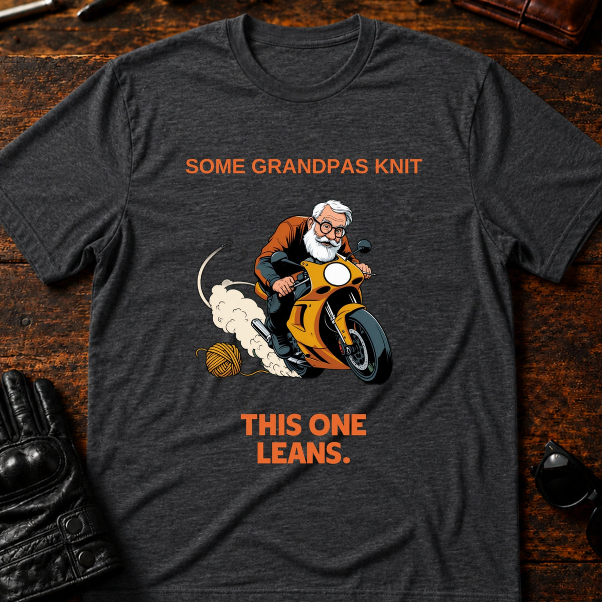 Some Grandpas Knit This One Leans T-Shirt, dark heather