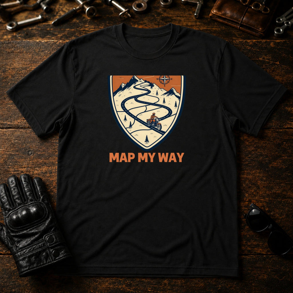 Road Trip Map Art T-Shirt - mockup 1 black