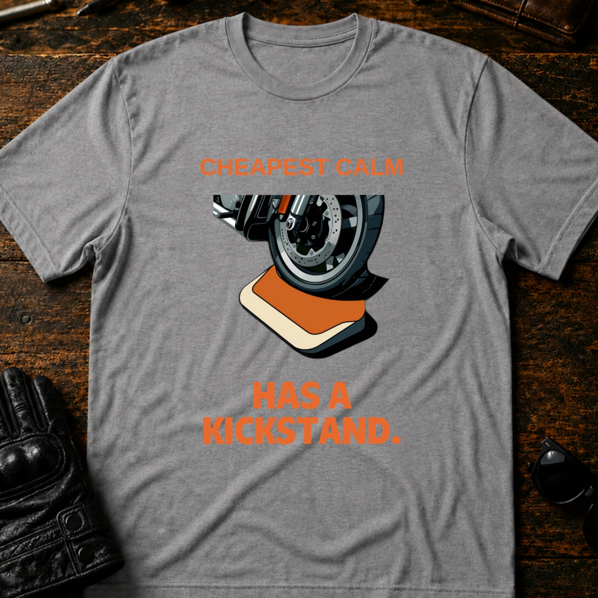 Cheapest Calm Comes With A Kickstand Biker T-Shirt, sport gray