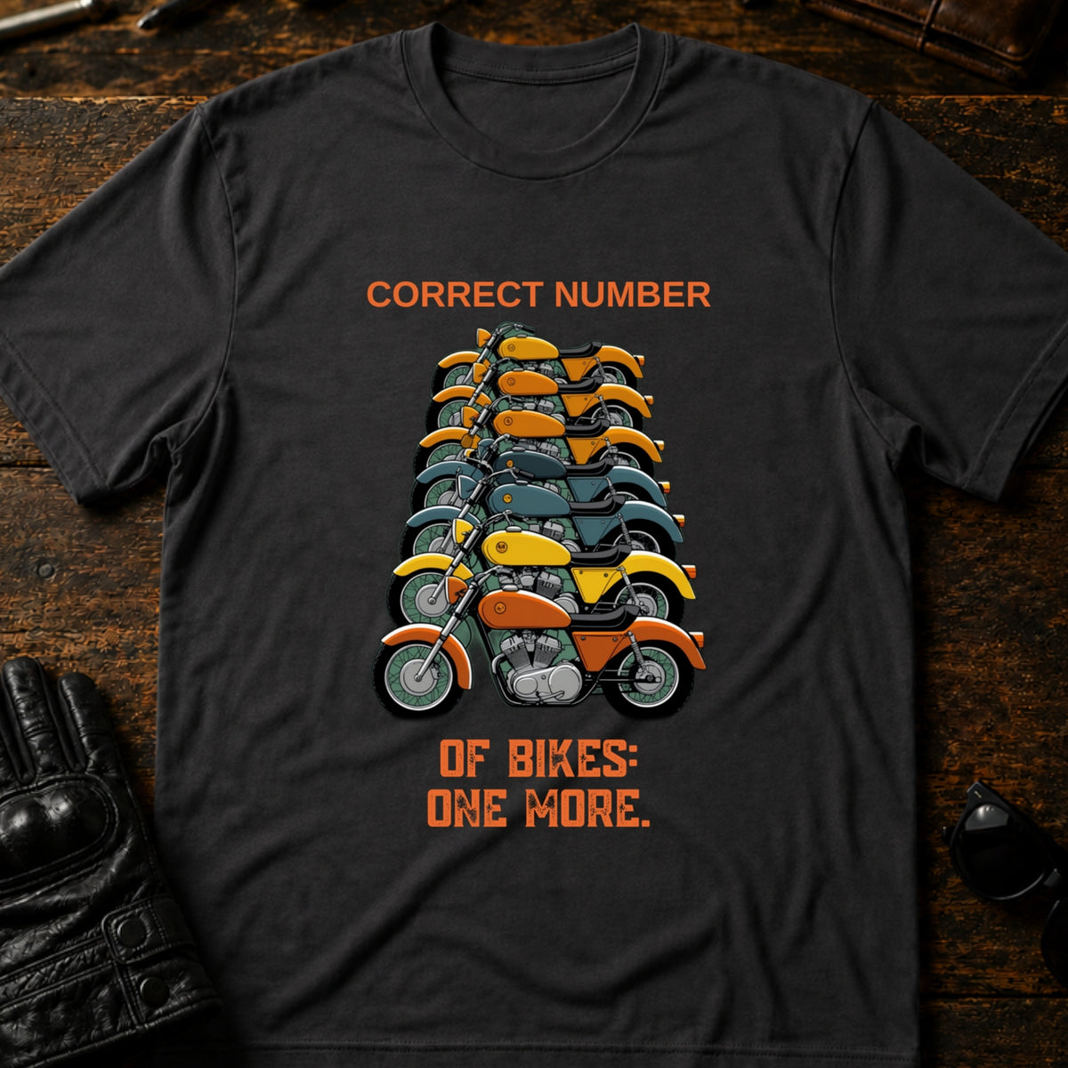 Correct Number Of Bikes One More Funny Biker T-Shirt, charcoal