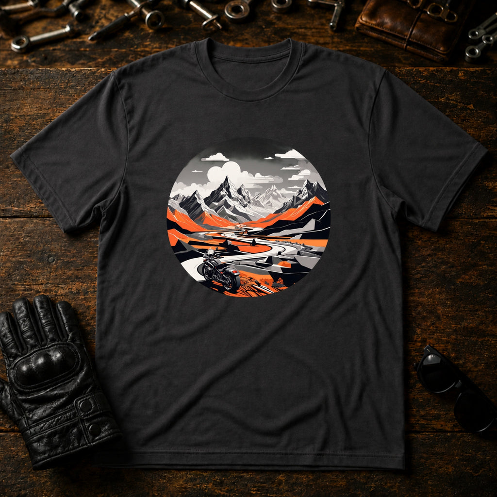 Mountain Pass Ride T-Shirt - mockup 3 charcoal