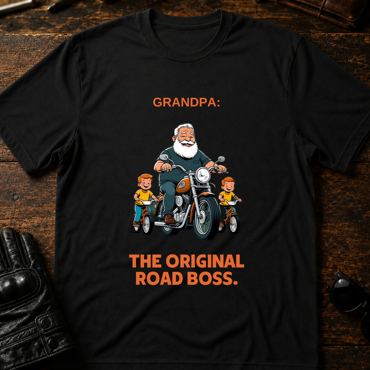 Grandpa The Original Road Boss T-Shirt, black