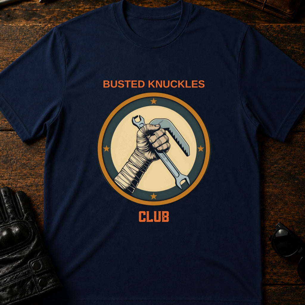 Busted Knuckles Club Motorcycle Mechanic T-Shirt - mockup 5 navy