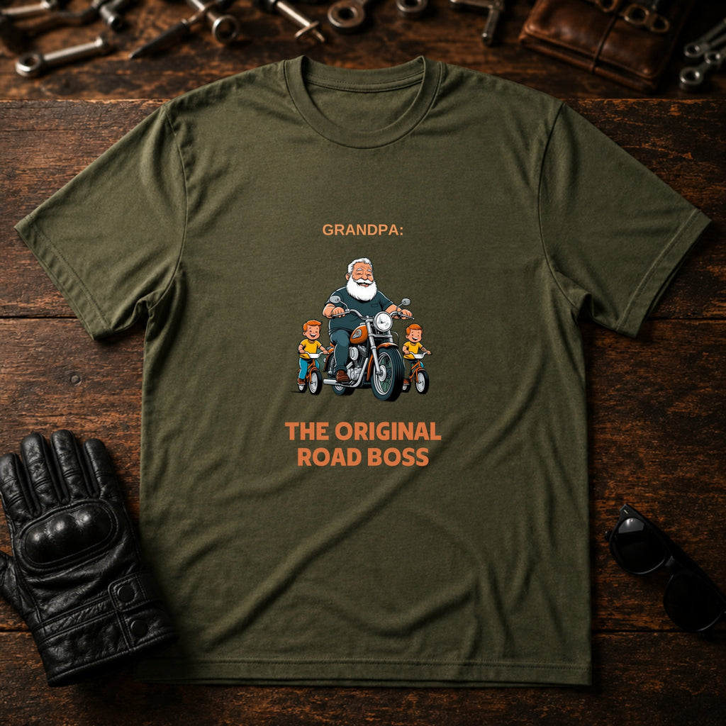 Grandpa The Original Road Boss T-Shirt - mockup 2 military green