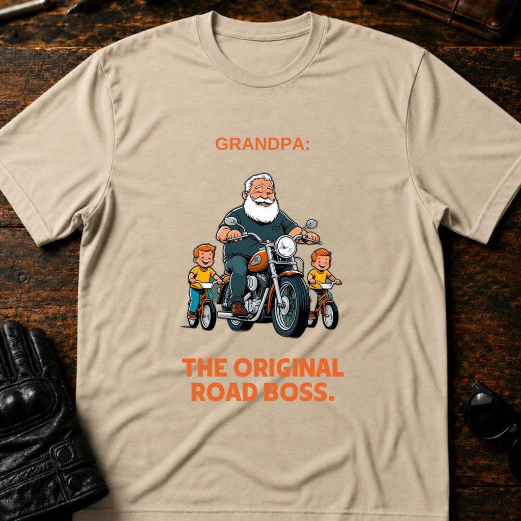Grandpa The Original Road Boss T-Shirt - mockup 6 sand