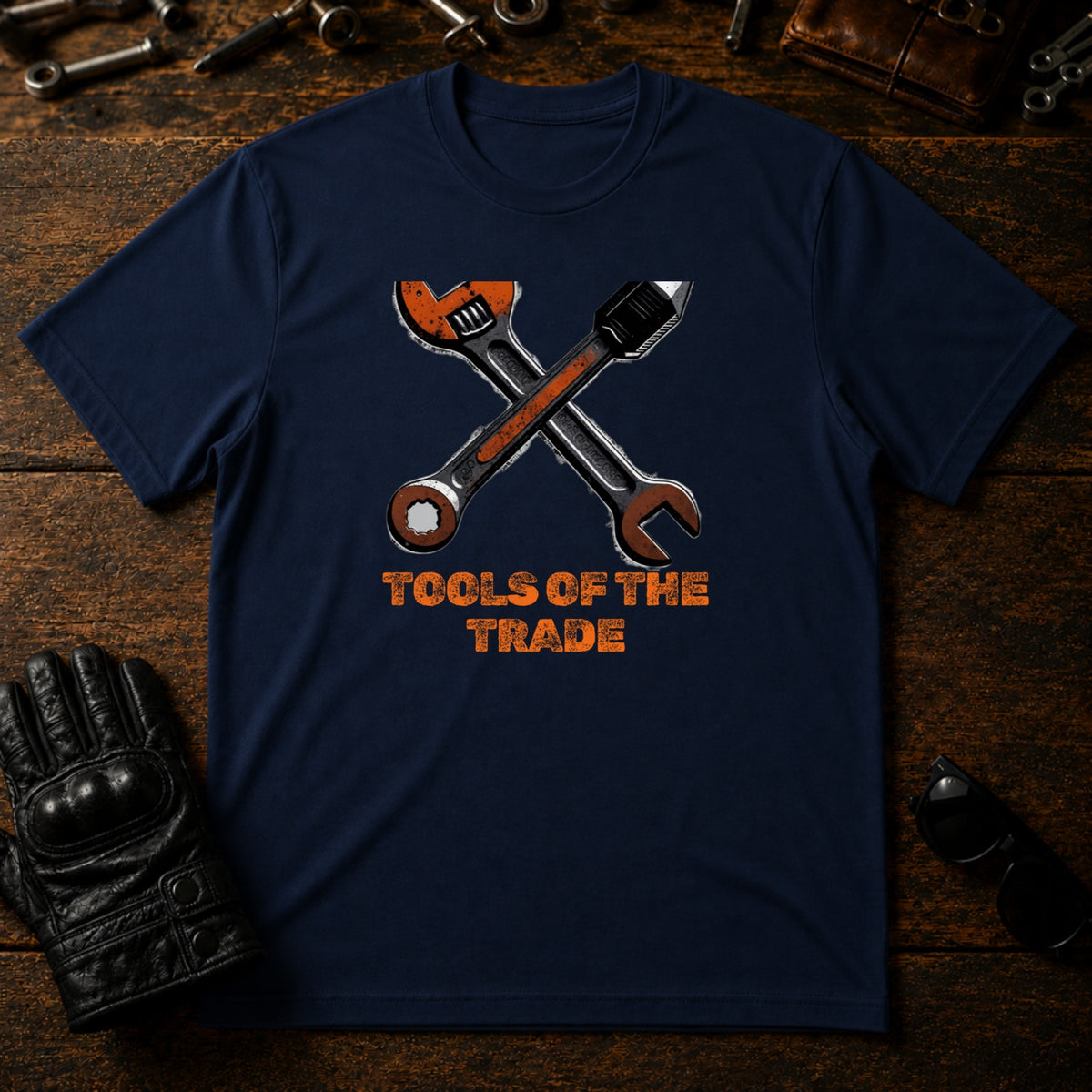 Grease Monkey Wrench T-Shirt - mockup 5 navy